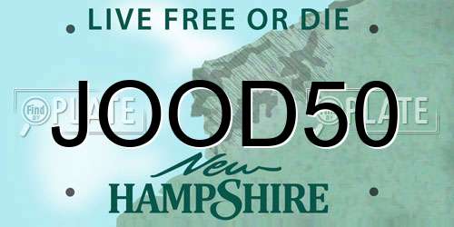 JOOD50 New Hampshire License Plate