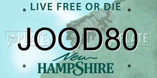 JOOD80 New Hampshire License Plate