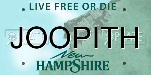 JOOPITH New Hampshire License Plate