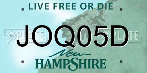 JOQ05D New Hampshire License Plate