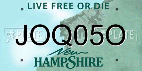JOQ05O New Hampshire License Plate