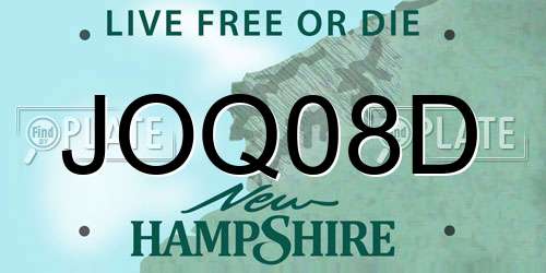 JOQ08D New Hampshire License Plate