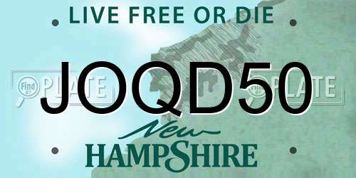 JOQD50 New Hampshire License Plate