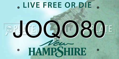 JOQO80 New Hampshire License Plate