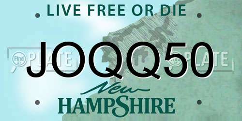 JOQQ50 New Hampshire License Plate