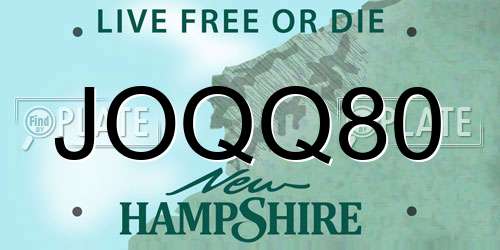 JOQQ80 New Hampshire License Plate
