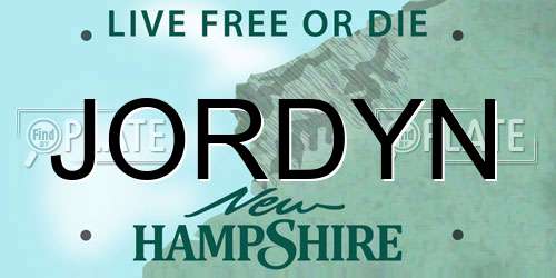 JORDYN New Hampshire License Plate