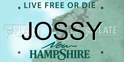 JOSSY New Hampshire License Plate
