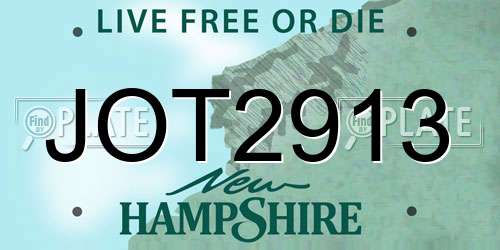 JOT2913 New Hampshire License Plate