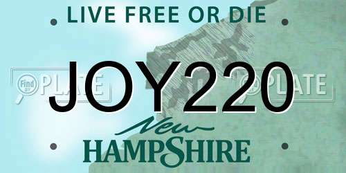 JOY220 New Hampshire License Plate
