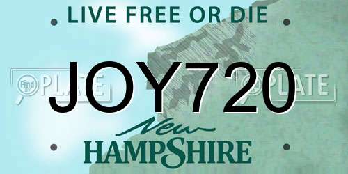 JOY720 New Hampshire License Plate