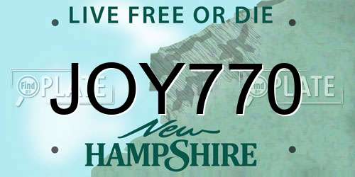 JOY770 New Hampshire License Plate