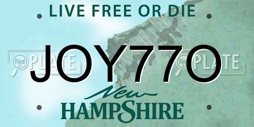 JOY77O New Hampshire License Plate