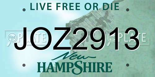 JOZ2913 New Hampshire License Plate