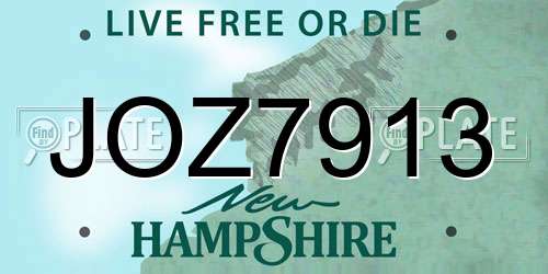 JOZ7913 New Hampshire License Plate