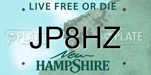 JP8HZ New Hampshire License Plate