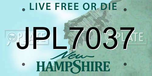 JPL7037 New Hampshire License Plate