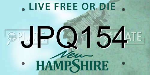 JPQ154 New Hampshire License Plate