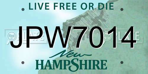 JPW7014 New Hampshire License Plate