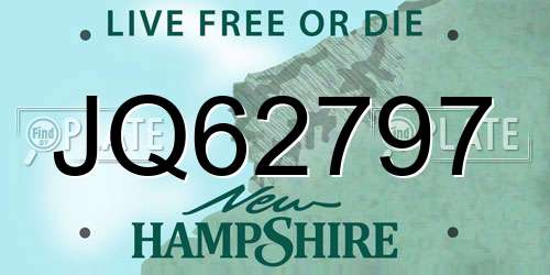 JQ62797 New Hampshire License Plate