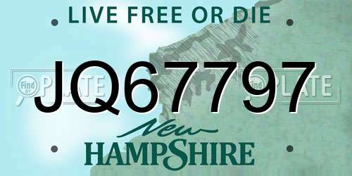 JQ67797 New Hampshire License Plate