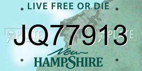 JQ77913 New Hampshire License Plate