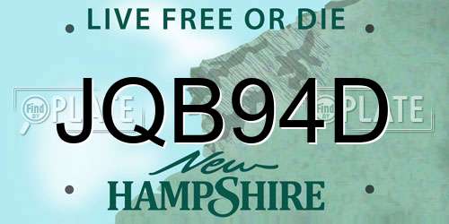 JQB94D New Hampshire License Plate