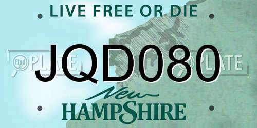 JQD080 New Hampshire License Plate