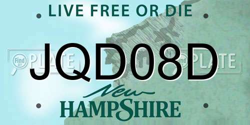 JQD08D New Hampshire License Plate