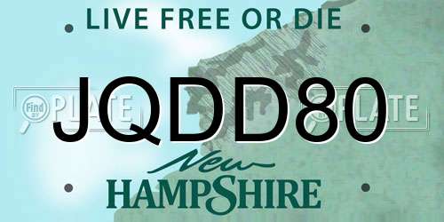 JQDD80 New Hampshire License Plate