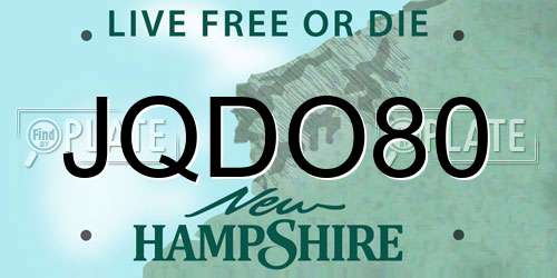 JQDO80 New Hampshire License Plate