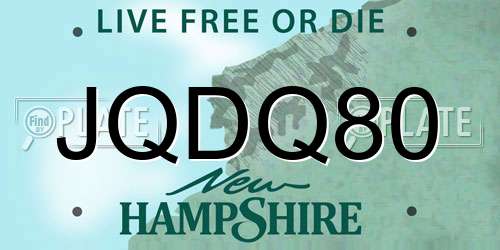 JQDQ80 New Hampshire License Plate