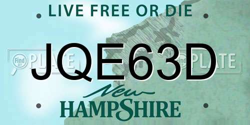 JQE63D New Hampshire License Plate
