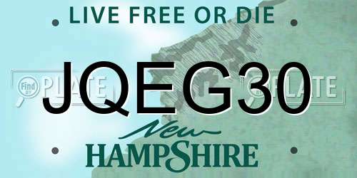 JQEG30 New Hampshire License Plate