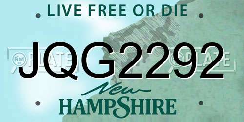 JQG2292 New Hampshire License Plate