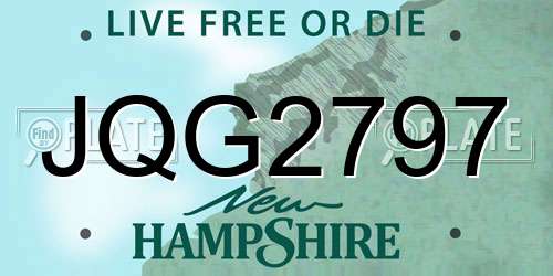 JQG2797 New Hampshire License Plate