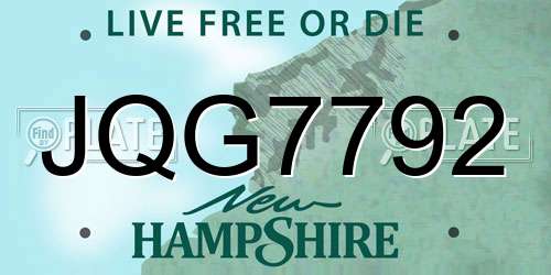JQG7792 New Hampshire License Plate