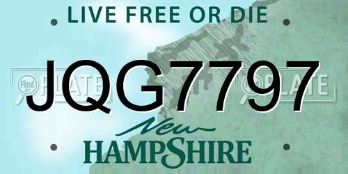 JQG7797 New Hampshire License Plate