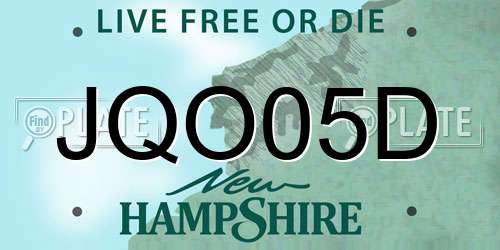 JQO05D New Hampshire License Plate