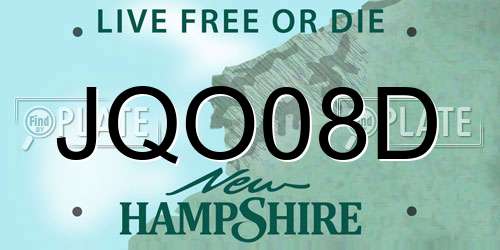 JQO08D New Hampshire License Plate