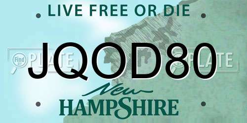 JQOD80 New Hampshire License Plate