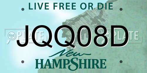 JQQ08D New Hampshire License Plate