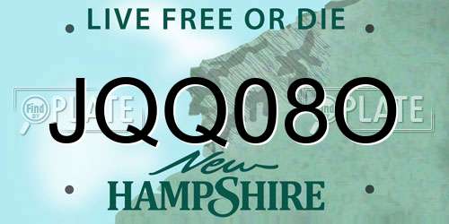 JQQ08O New Hampshire License Plate