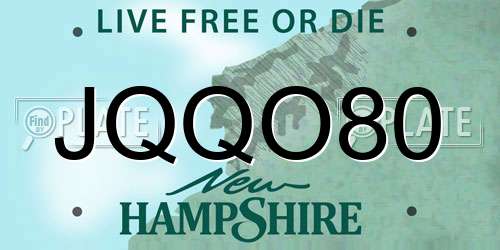 JQQO80 New Hampshire License Plate