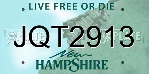 JQT2913 New Hampshire License Plate