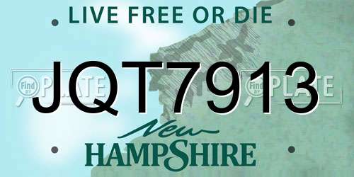 JQT7913 New Hampshire License Plate