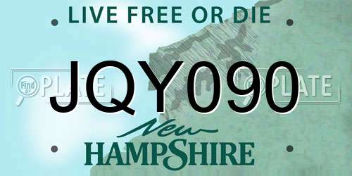 JQY090 New Hampshire License Plate