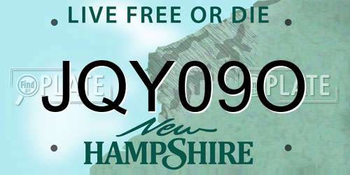 JQY09O New Hampshire License Plate