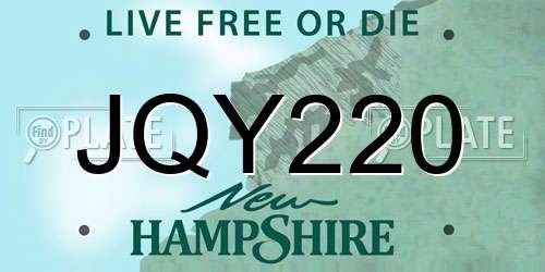 JQY220 New Hampshire License Plate