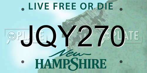 JQY270 New Hampshire License Plate